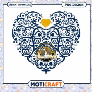 West Virginia Mountaineers Heart PNG Design Download