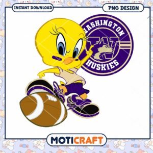 Washington Huskies Tweety Bird Football PNG Design Download
