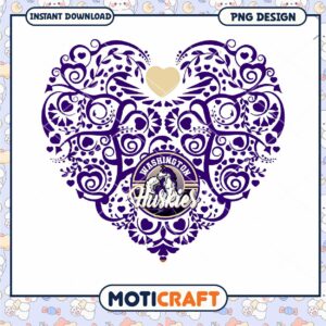 Washington Huskies Heart PNG Design Instant Download Art
