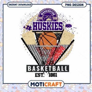 Washington Huskies Basketball PNG Graphic Instant Download