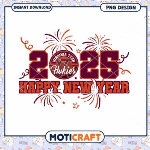 Virginia Tech Hokies New Year 2025 PNG Design Download