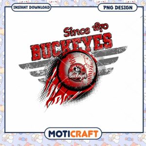 Vintage Ohio State Buckeyes Baseball PNG Design Art