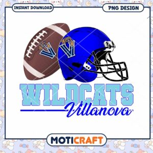 Villanova Wildcats Football Helmet and Ball PNG Design