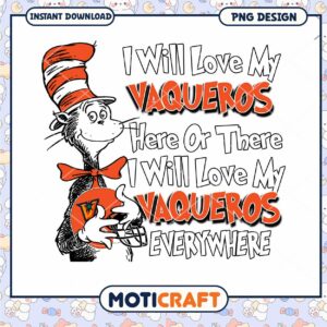 Vaqueros Love Cat in the Hat PNG Design for Download