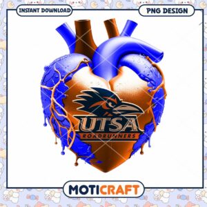 UTSA Roadrunners Heart Design PNG Instant Download