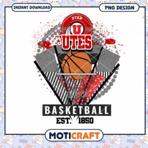 Utah Utes Basketball Vintage Design PNG Download
