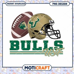 USF Bulls Football Helmet and Ball PNG Design Download
