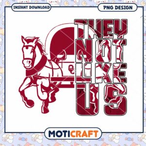 Unique Horse Design with They Not Like Us Text PNG