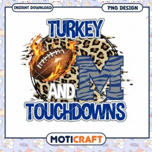 Turkey Touchdowns Sports PNG Design for Instant Download