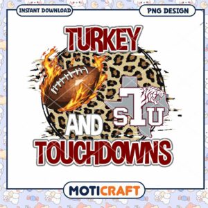 Turkey Touchdowns PNG Design for Thanksgiving Fans
