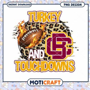 Turkey Touchdowns Football PNG Instant Download Design