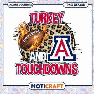 Turkey Touchdowns Football PNG Design for Thanksgiving Fun
