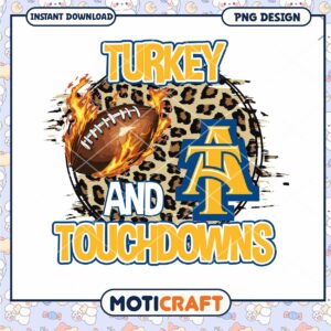 Turkey Touchdowns Football PNG Design for Instant Download