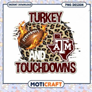 Turkey and Touchdowns Texas A&M Football PNG Design