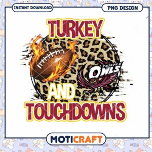 Turkey and Touchdowns PNG Design for Instant Download