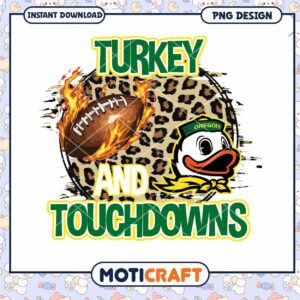Turkey and Touchdowns PNG Art Instant Download Design
