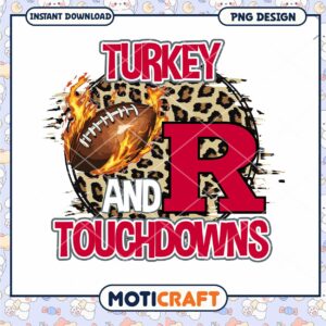 Turkey and Touchdowns Football PNG Instant Download Design