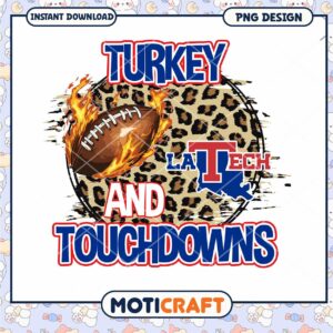 Turkey and Touchdowns La Tech PNG Instant Download Art