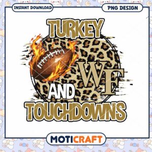 Turkey and Touchdowns Football PNG Design Instant Download