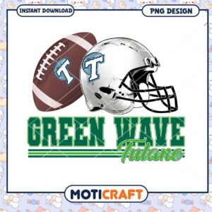 Tulane Green Wave Football PNG Instant Download Design