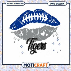 Tigers Football Kiss Lip PNG Design for Instant Download