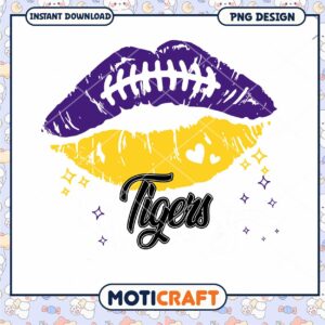 Tigers Football Kiss Lips PNG Digital Download Design