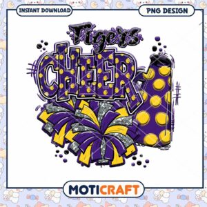 Tigers Cheer PNG Design for Instant Download Decor