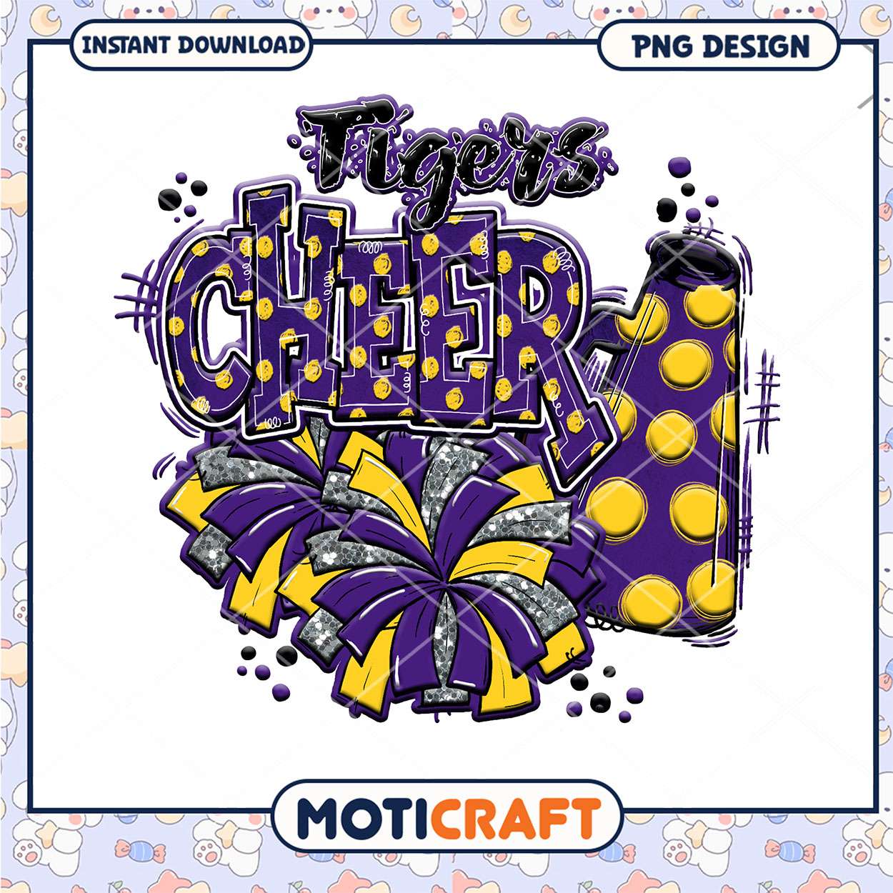 Tigers Cheer PNG Design for Instant Download Decor Tigers Cheer PNG Design for Instant Download Decor