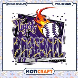 Tigers Baseball Team Fun PNG Design Instant Download