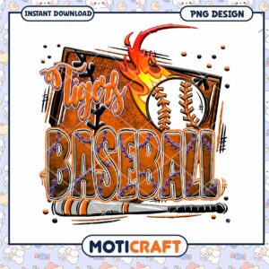Tigers Baseball PNG Design Instant Download for Teams