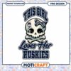 This Girl Loves Her Huskies Skull PNG Design Download