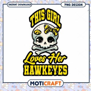 This Girl Loves Her Hawkeyes Skull PNG Design Download