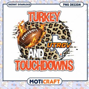 Thanksgiving Football PNG Turkey Touchdowns Design Download