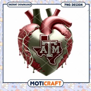 Texas A&M Heart Design PNG Instant Download Art