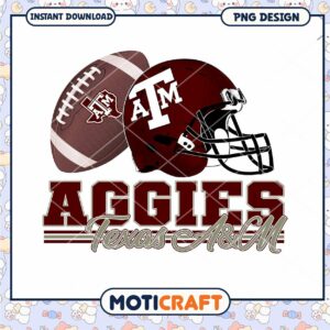 Texas A&M Aggies Football Helmet and Ball PNG Design