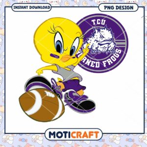 TCU Horned Frogs Cartoon Football Player PNG Design
