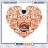 Syracuse Orange Heart Floral Design PNG Instant Download