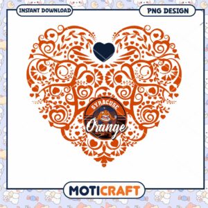 Syracuse Orange Heart Floral Design PNG Instant Download