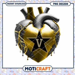 Stylish Gold and Black Heart PNG Design Downloadable Art