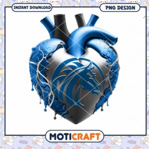 Stylish Blue Heart PNG Design for Instant Download