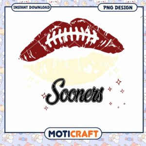 Sooners Football Lips PNG Design for Instant Download