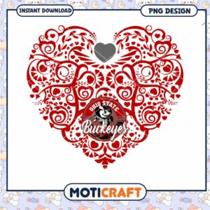 Ohio State Buckeyes Heart Design PNG Instant Download
