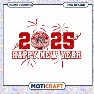 Ohio State Buckeyes Happy New Year 2025 PNG Design