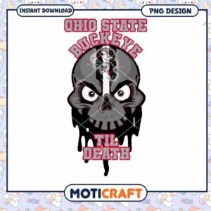 Ohio State Buckeye Skull Design Till Death PNG Download