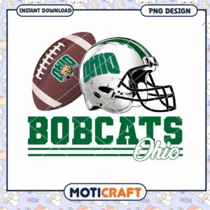 Ohio Bobcats Football Helmet and Ball PNG Design Download