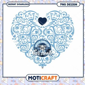 North Carolina Tar Heels Heart Design Instant Download PNG