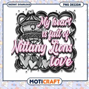 Nittany Lions Love Heart PNG Design for Instant Download