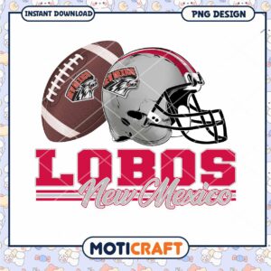 New Mexico Lobos Football Helmet and Ball PNG Design