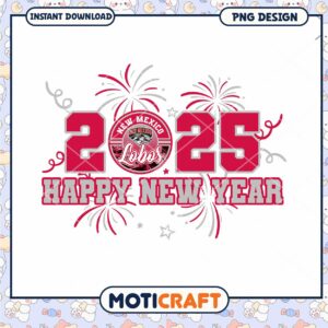 New Mexico Lobos 2025 Happy New Year PNG Design Download