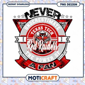 Never Underestimate Texas Tech Red Raiders Fan PNG Design